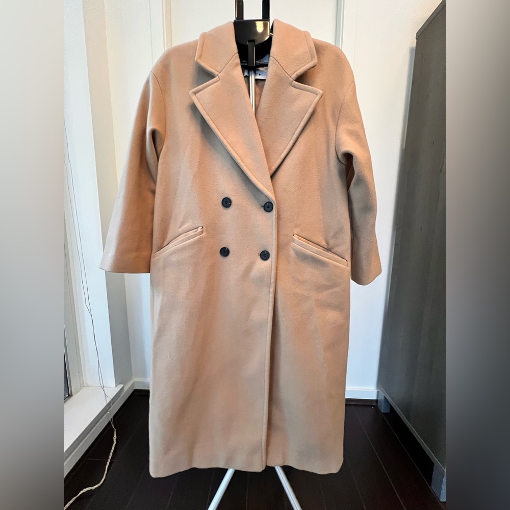 Zara Camel Double-Breasted Trench Coat
